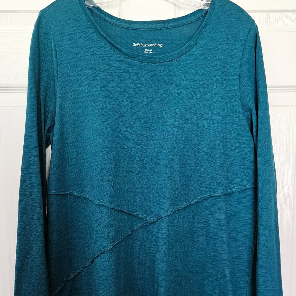 Soft Surroundings Turquoise Knit Tunic Size Medium, Generous Fit